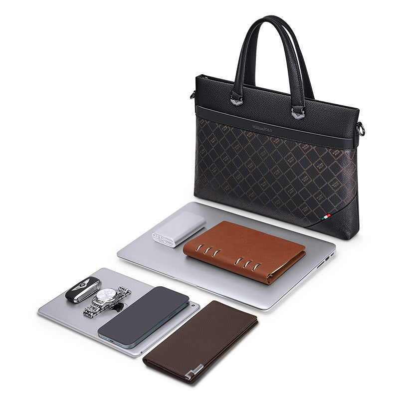 Emperor Paul briefcase men's leather men's bag shoulder messenger bag new large-capacity business handbag