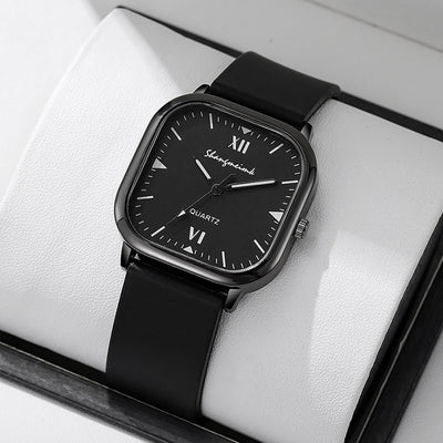 Shangmei square watch unisex fashion quartz watch minimalist trendy faux leather trim alloy manufacturer wholesale