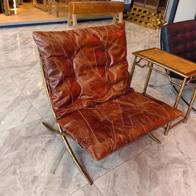 Vintage-style living room leisure chair, hand-hammered wrought iron single armchair, designer high-end retro single sofa chair