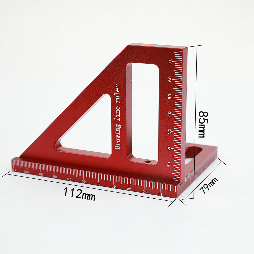 45 ° ruler 90 ° ruler aluminum alloy drawing ruler woodworking scribing ruler scale triangle ruler woodworking tools