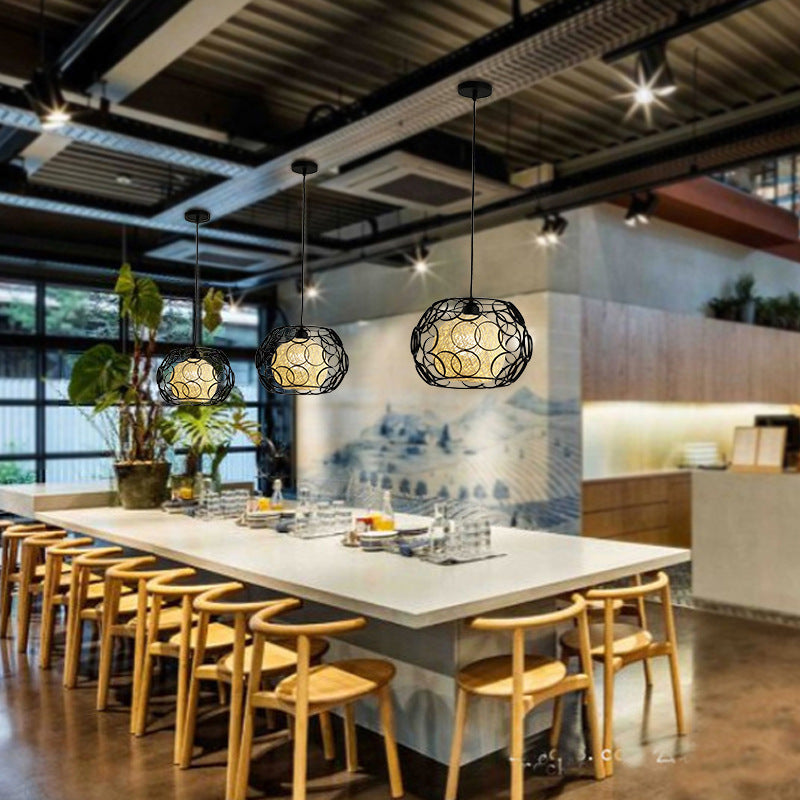 Wrought iron bird cage vine ball lamp Nordic creative hotel teahouse restaurant bar shop hot pot restaurant chandelier retro style