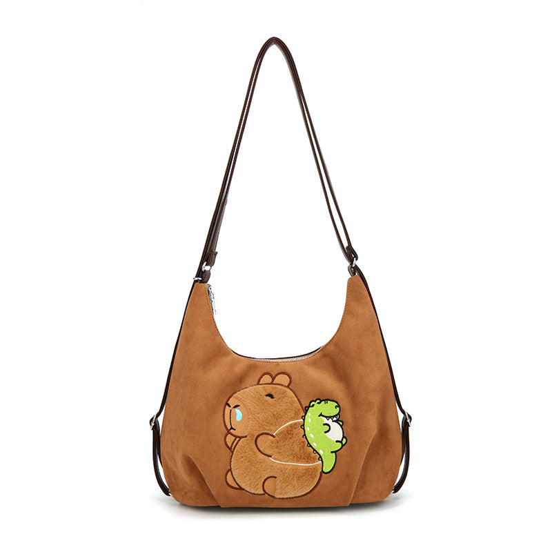 Cute girl tote bag 2024 autumn and winter new versatile commuter backpack cartoon fashion shoulder messenger bag