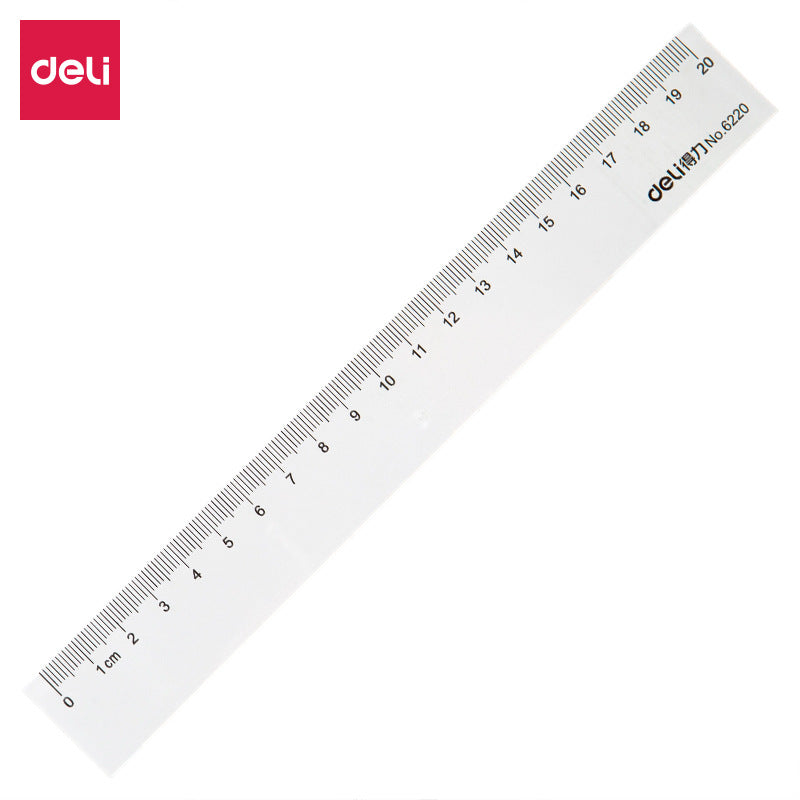 Deli 20cm 6220 plastic ruler ruler primary school students stationery drawing tools scale ruler ruler