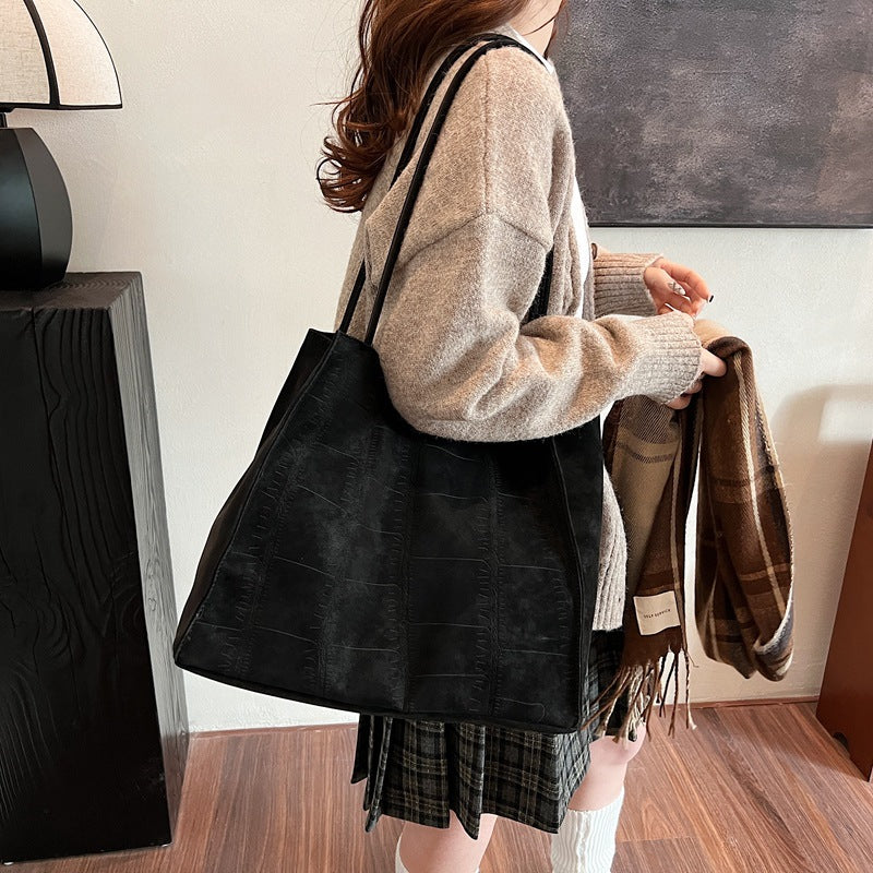 Cross-border wholesale stone pattern bag large-capacity women's bag 2025 new simple and versatile commuter bag shoulder messenger bag