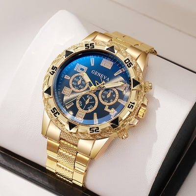 2023 aliexpress watch: men's casual stainless steel watch with faux three-eyed design, alloy fashion watch - silver