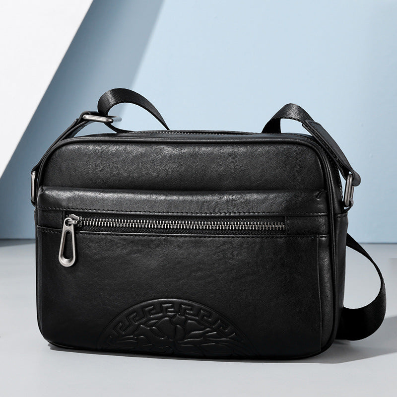 Men's bag messenger bag genuine leather men's bag horizontal style first layer cowhide bag soft leather bag business leisure shoulder bag trend