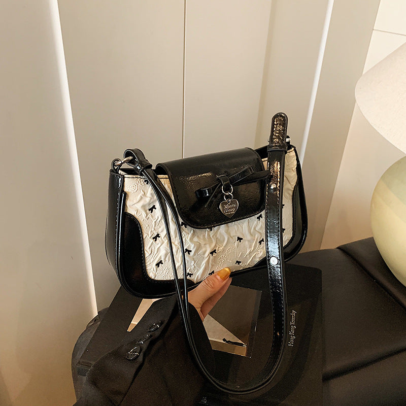 2025 summer new fashion temperament ballet seersucker bow tote bag large capacity fashion shoulder bag