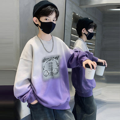 Boys' long-sleeve t-shirt, new spring collection, student sportswear, spring/autumn boys' top, trendy sweatshirt for mid-to-large children