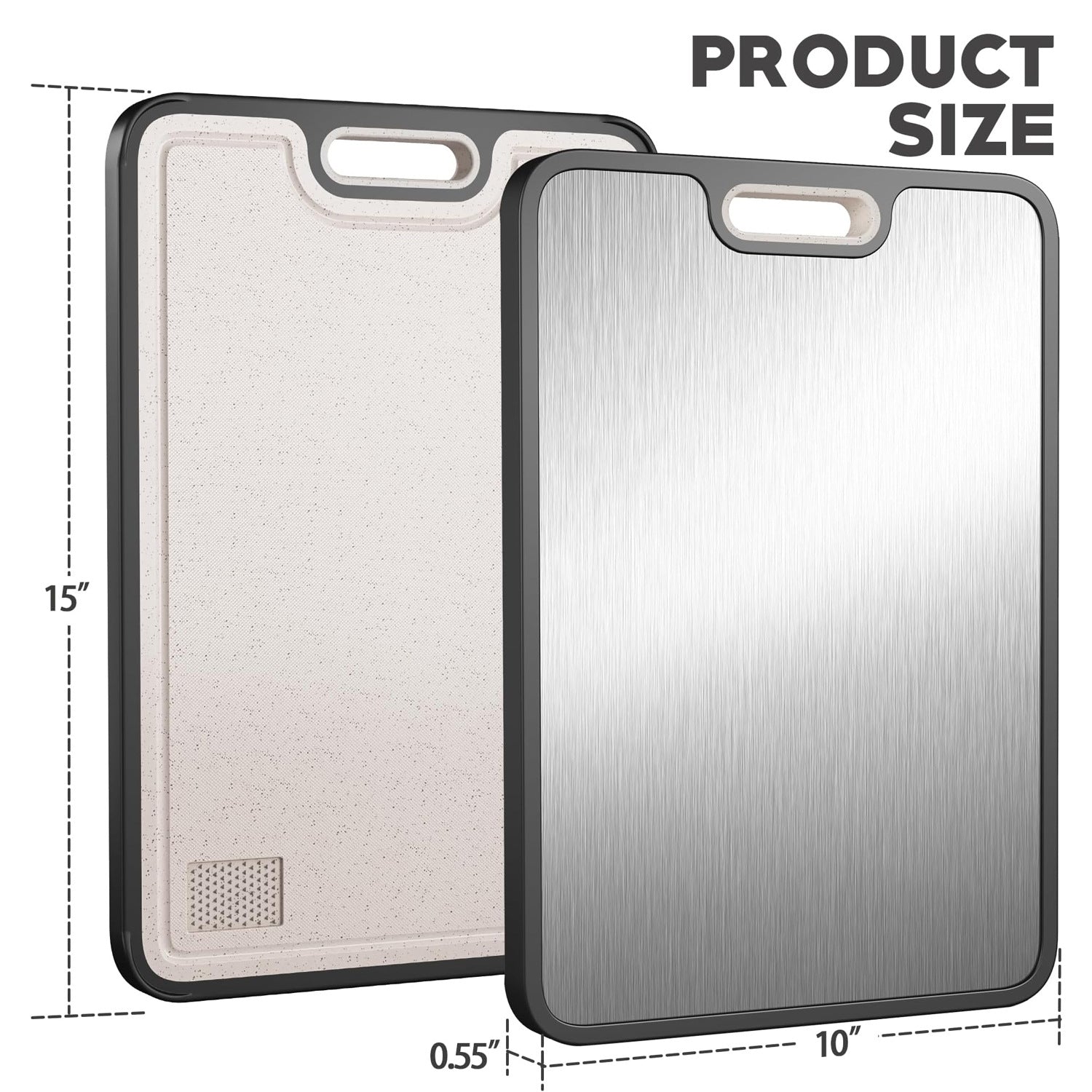 stainless steel chopping board antibacterial and mildew-proof household double-sided wheat straw with knife sharpener brick and stone pattern cutting board