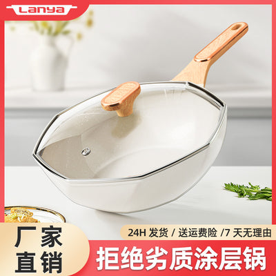 Medical stone non-stick pot octagonal pot for home kitchen wholesale pot cooking pot flat bottom pan induction cooker neutral cooking pot
