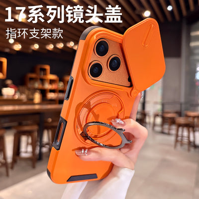 Suitable for apple 17 mobile phone case, lingke 360 magnetic holder, push window lens cover, anti-fall protective cover for iphone16