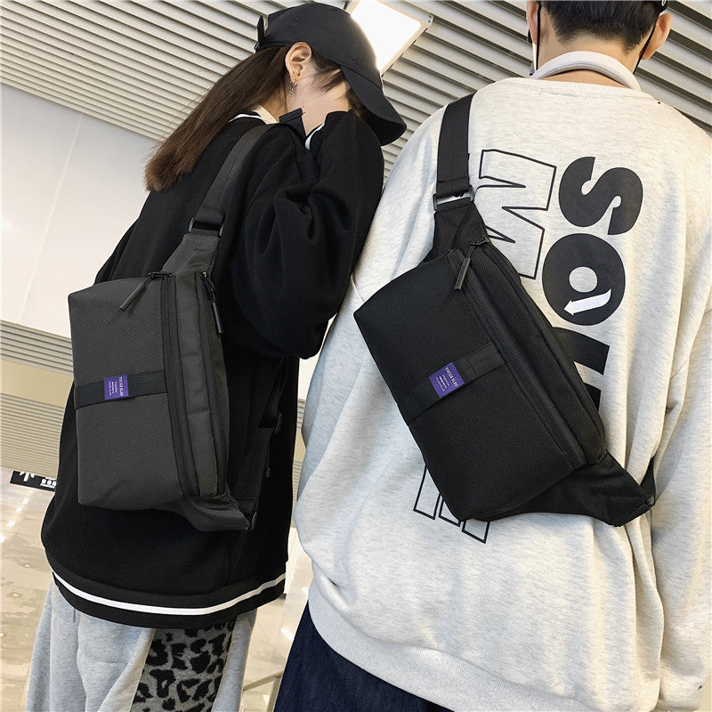 New men's and women's trendy messenger bag Korean version casual breast bag outdoor anti-splashing fanny pack large-capacity shoulder backpack