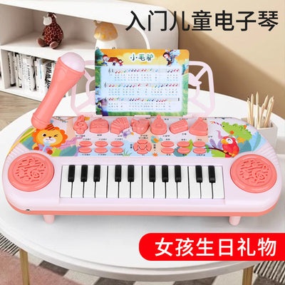 Tiktok hot seller: kids' multifunctional electronic keyboard toy with microphone - beginner-friendly piano for girls ages 0-6