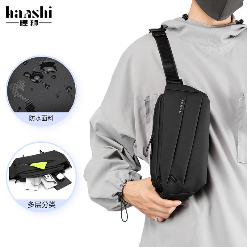 Cross-border casual men's breast bag, high-end fashion and lightweight women's messenger bag, travel waterproof fanny bag, commuter shoulder bag