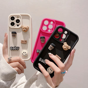 Gaozhu is suitable for apple 16pro coffee bear jewelry mobile phone case iphone11/12 all-inclusive anti-fall protective cover