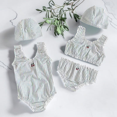 Baby girl swimsuit cute girls' vacation hot spring striped cherry kids swimwear ins bikini swimsuit