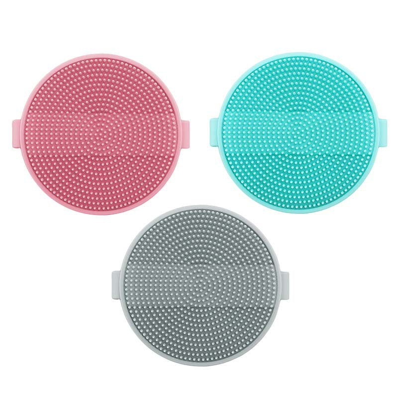 Cross-border Supply Round Silicone Bath Brush Company Corporate Gifts Customized Logo Printing Engraving Silicone Bath Brush