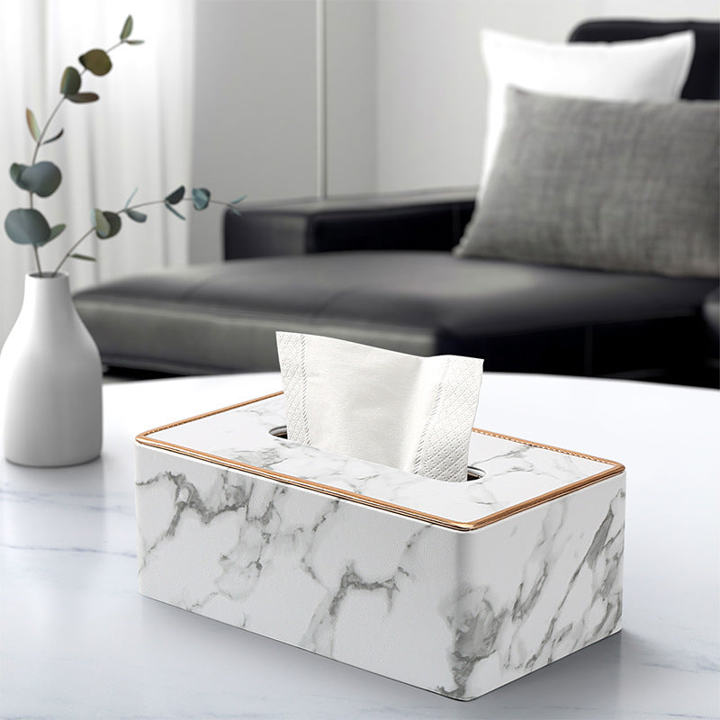 Paper box light luxury high sense living room dining room universal leather paper box hotel special European tissue box wholesale