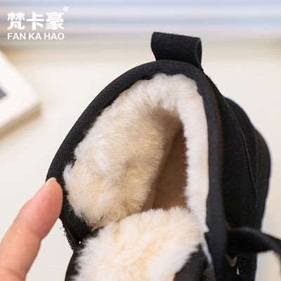 Kidsfleece-linedthickened snow boots autumn winternew arrivalfashion student cotton shoes boys and girls double velcro short boots