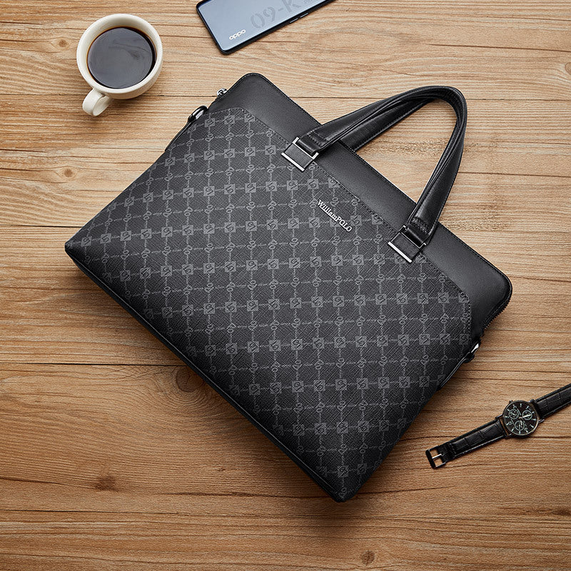 Emperor Paul Leather Men's Briefcase Men's Cowhide Business Laptop Bag Large Capacity Genuine Office Bag Men's