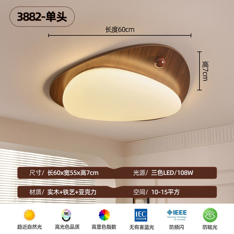 Walnut color LED ceiling light retro American living room light simple antique style bedroom book room ceiling light