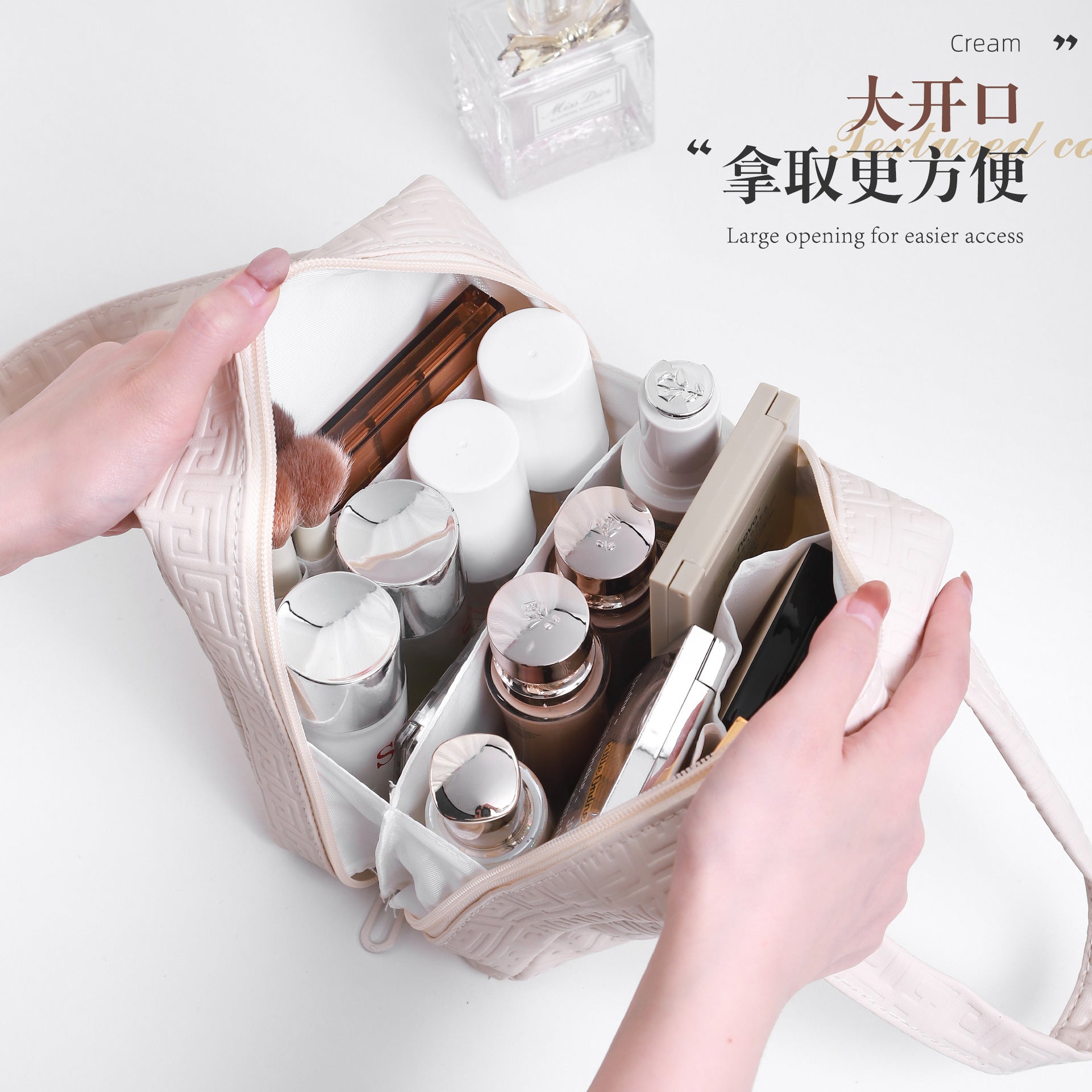 PU leather shell cosmetic bag large capacity travel portable high value toilet bag ins portable cosmetics storage bag