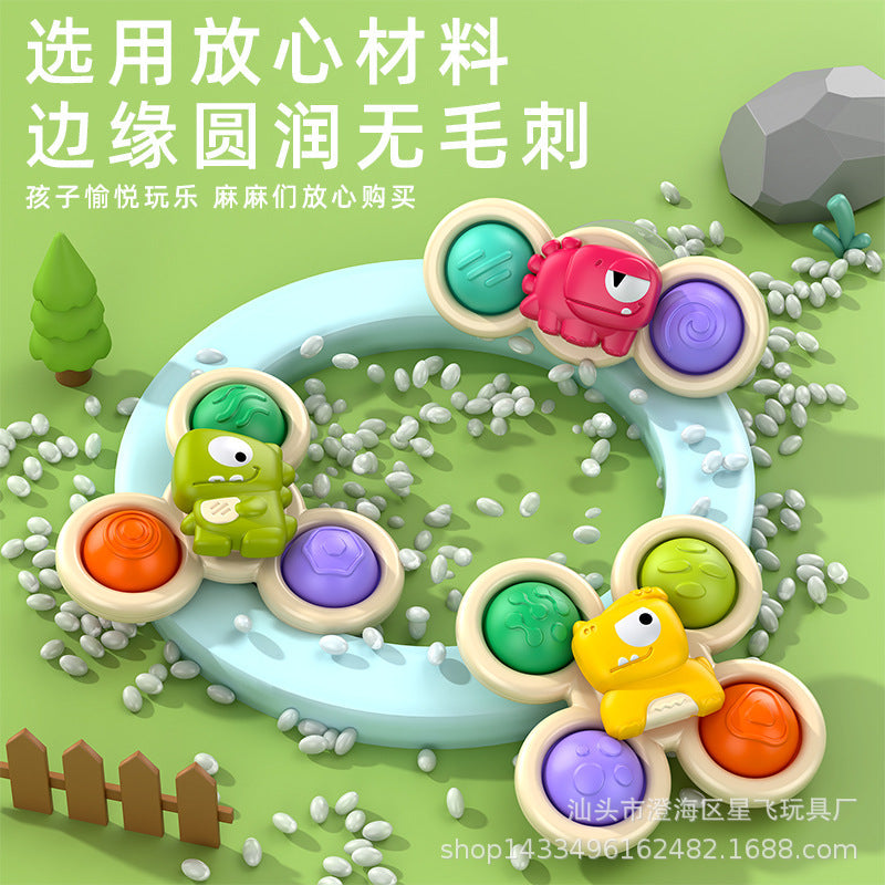 Cross-border suction cup rotation music baby cartoon dinosaur puzzle early education dining table and chairs can be pressed and gnawed on toothpaste toys