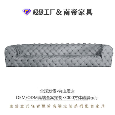 Foshan italian light luxury nubuck leather sofa american stylecasual living room nubuck velvet full buckle sofa furniture wholesale
