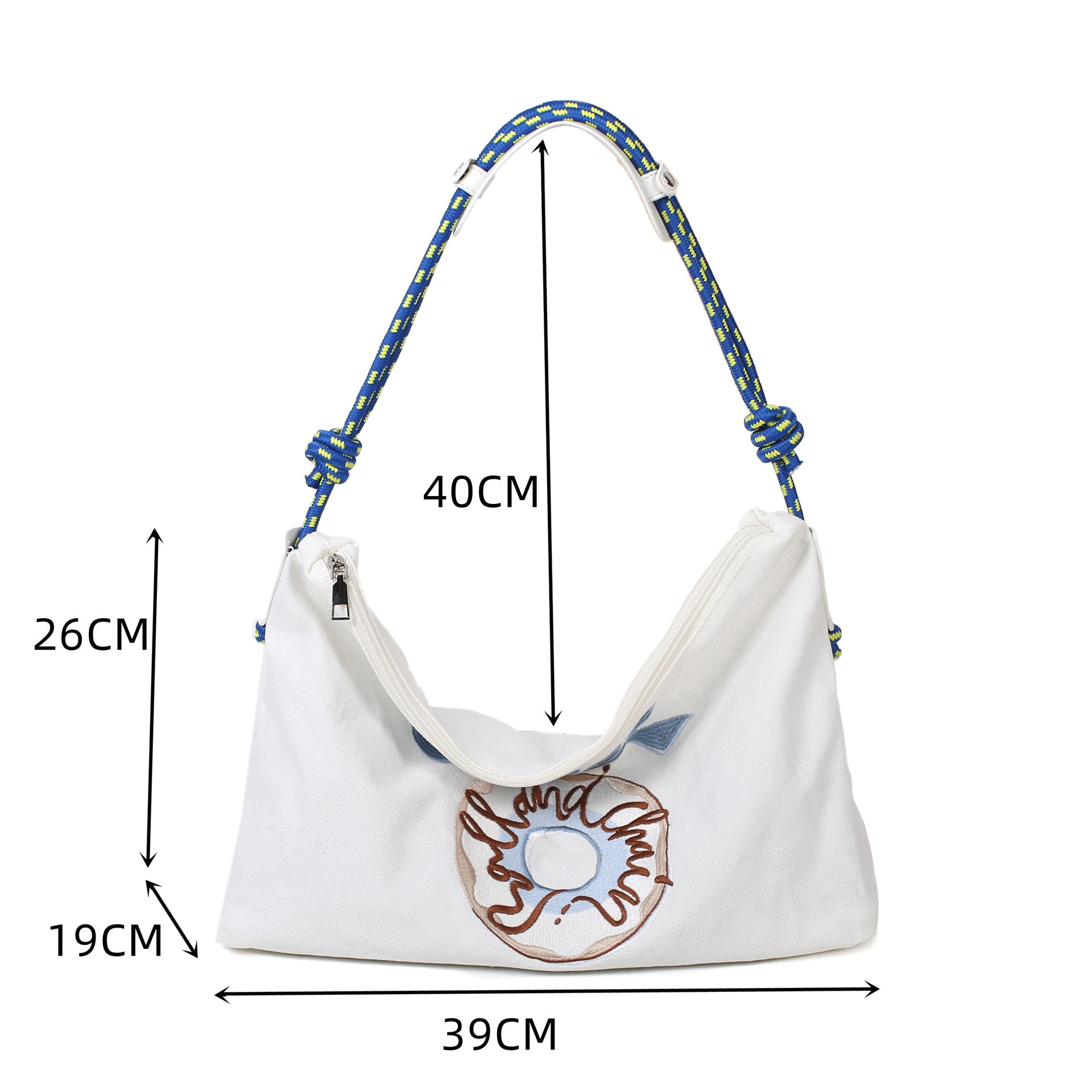 Canvas bag Street trend Personality fashion Student shoulder bag Large capacity tote bag Embroidered versatile canvas bag New