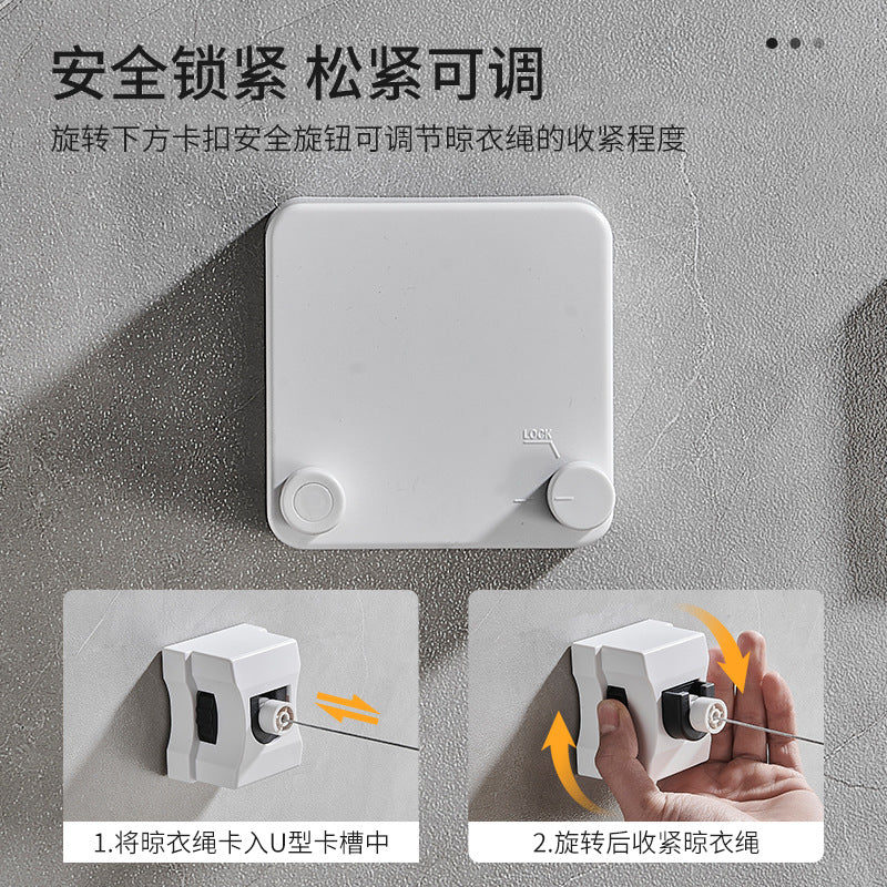 隐形晾衣绳室内免打孔收缩钢丝晾衣架卫生间阳台伸缩挂晒衣服神器