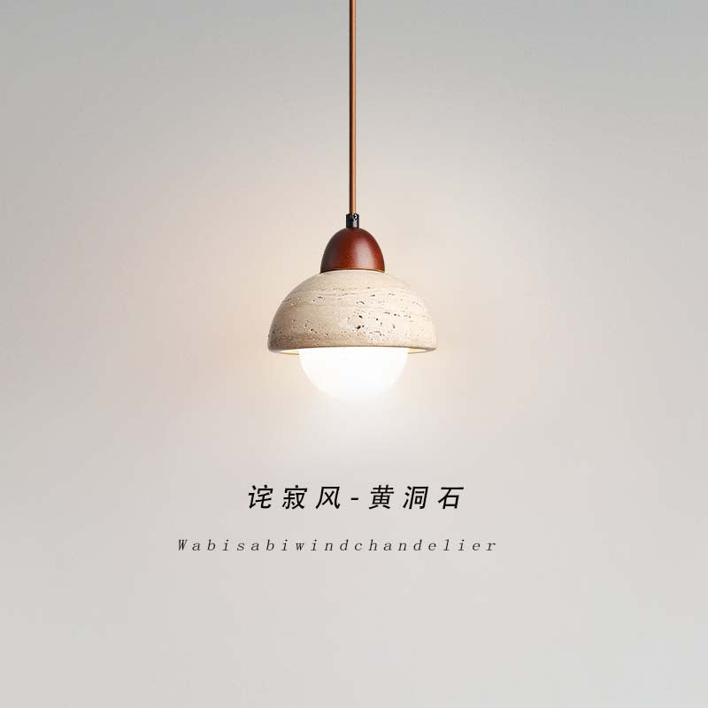 Medieval bedside chandelier hall wabi sandy wind creative cream wind yellow travertine master bedroom restaurant small chandelier lighting