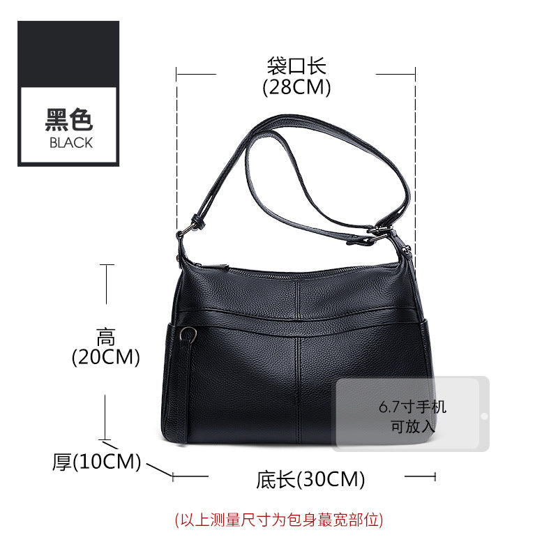 Casual leather women's messenger bag 2025 new trendy large-capacity mother messenger bag multi-bag simple cowhide shoulder bag
