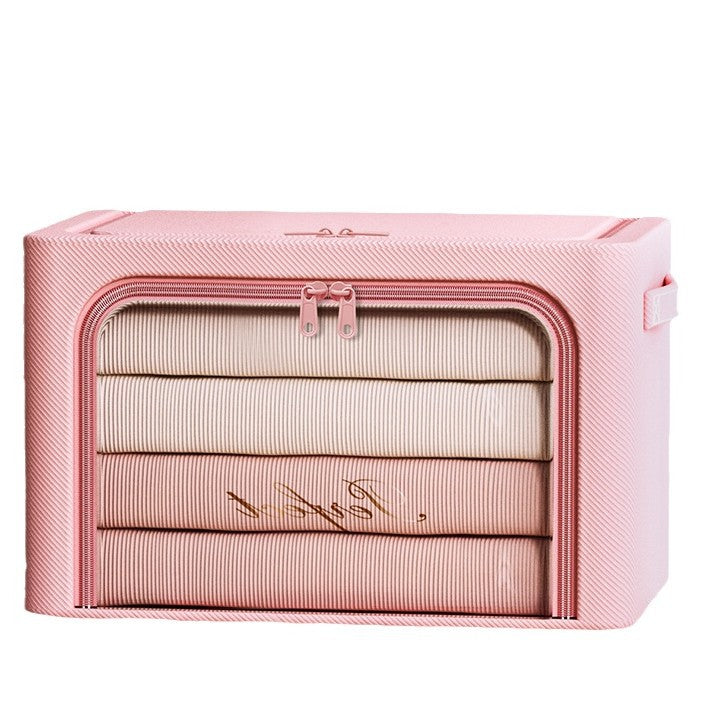 Pink clothes storage box, household fabric folding basket, wardrobe for clothes and quilts, sorting box, bag, storage box.