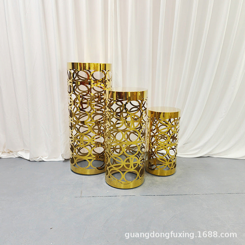 Nordic wedding decoration metal stainless steel rack flower stand birthday party cake table dessert three-layer display stand