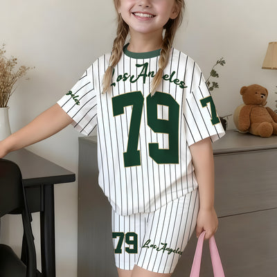 wholesale girls' short-sleeve and shorts sets, fashionable spring, summer, and autumn outfits for girls