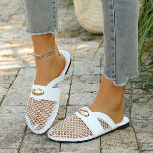 fashion new arrivalplus size women's shoes ballet flats slippers buckle patent leather trim plaid breathable cut out slippers