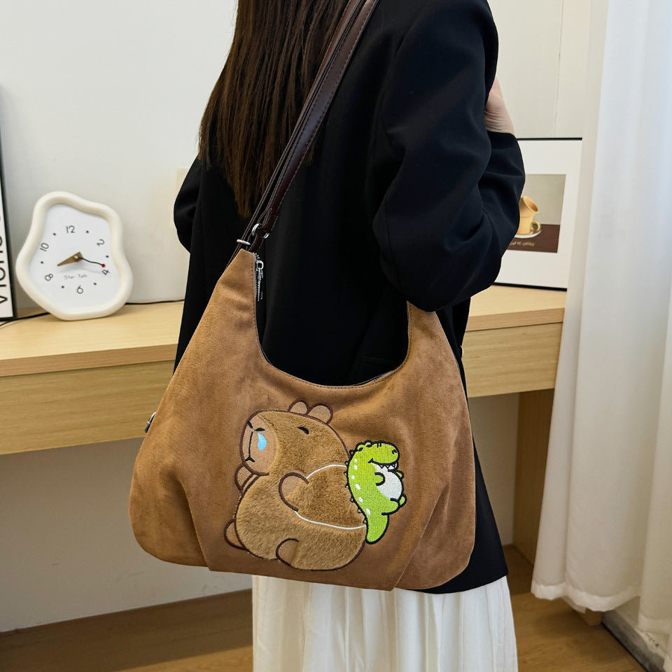 Cute girl tote bag 2024 autumn and winter new versatile commuter backpack cartoon fashion shoulder messenger bag