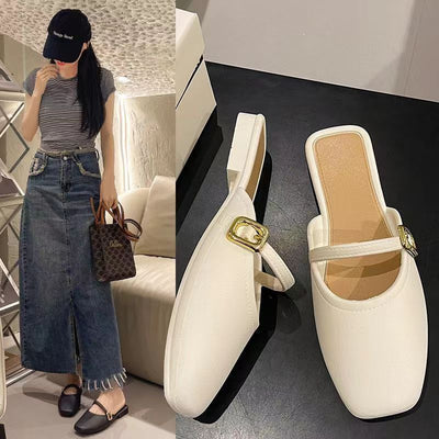 2025 new flat slippers - slip-on, closed-toe, summer, non-slip, fashionable, versatile, lazy mules - wholesale