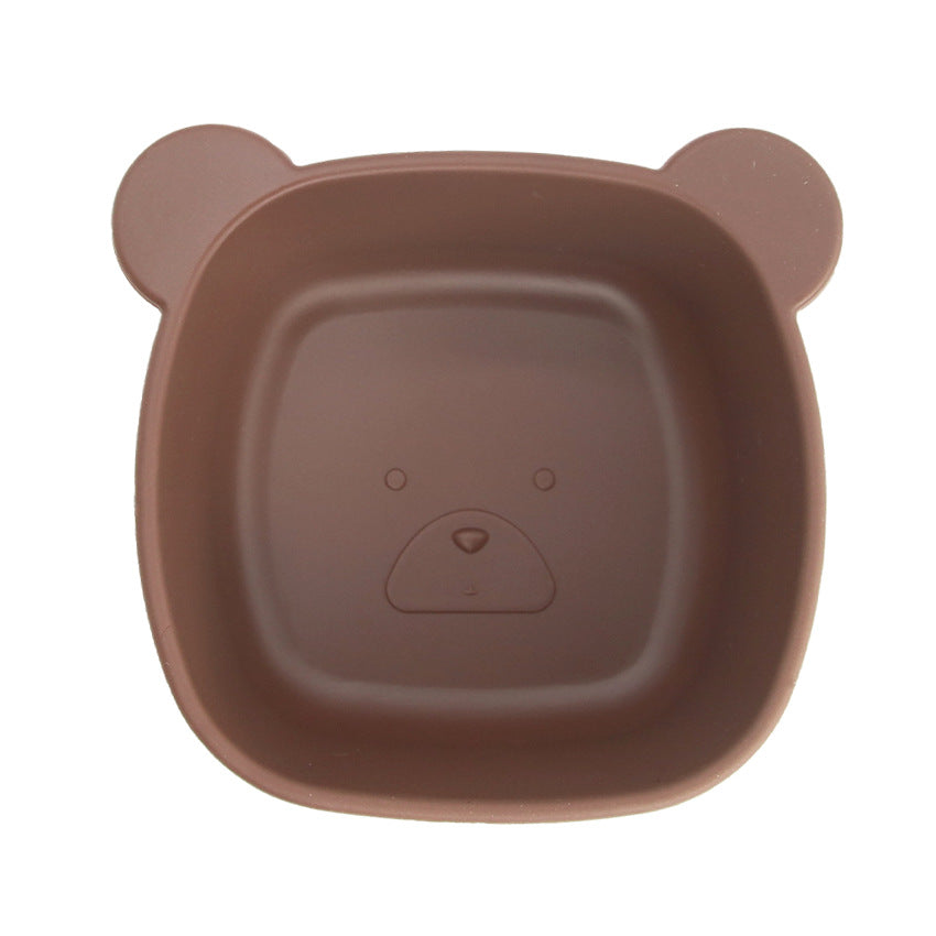 Customized silicone baby tableware set Children's complementary food bowl set Anti-drop grid tableware Silicone bib saliva pocket