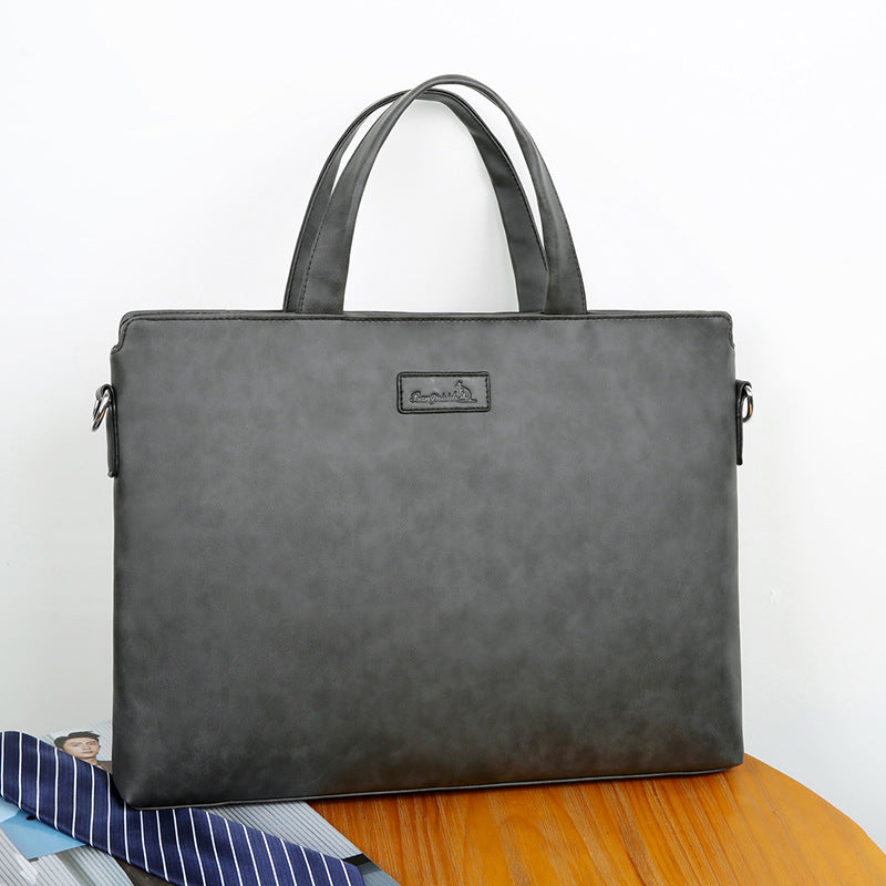 New trendy men's fashion large-capacity pu leather waterproof business briefcase handbag briefcase  wholesale