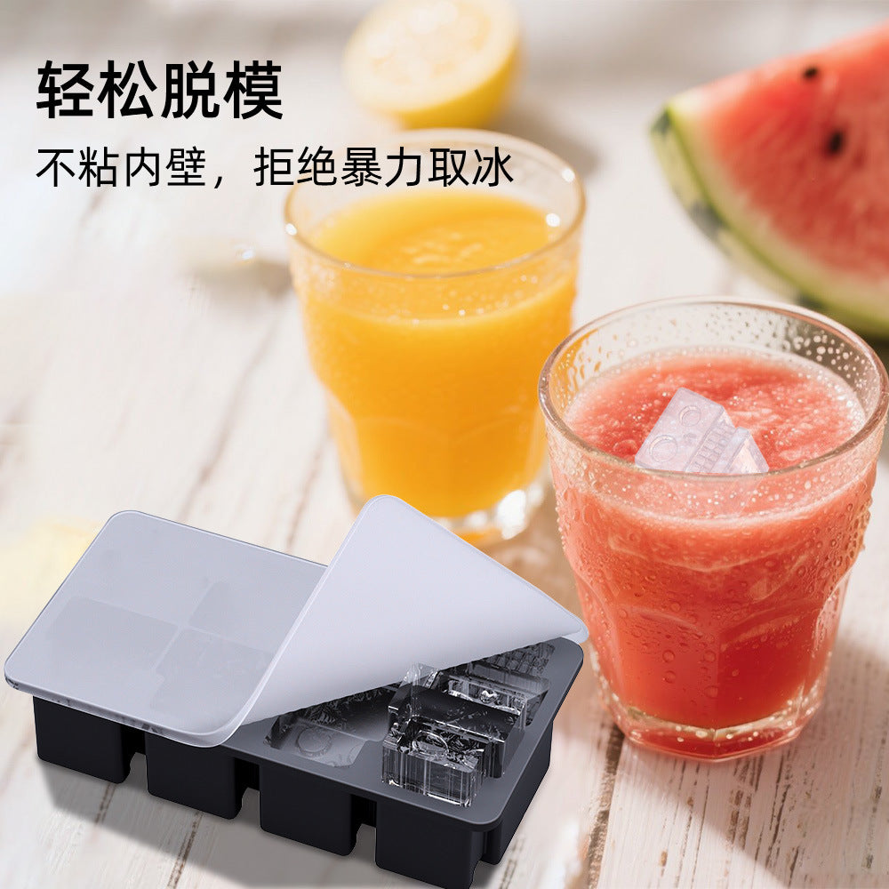 Cross-border spoof skull ice grid mold spoof with lid whiskey ice maker silicone ice cube ice mold film customization