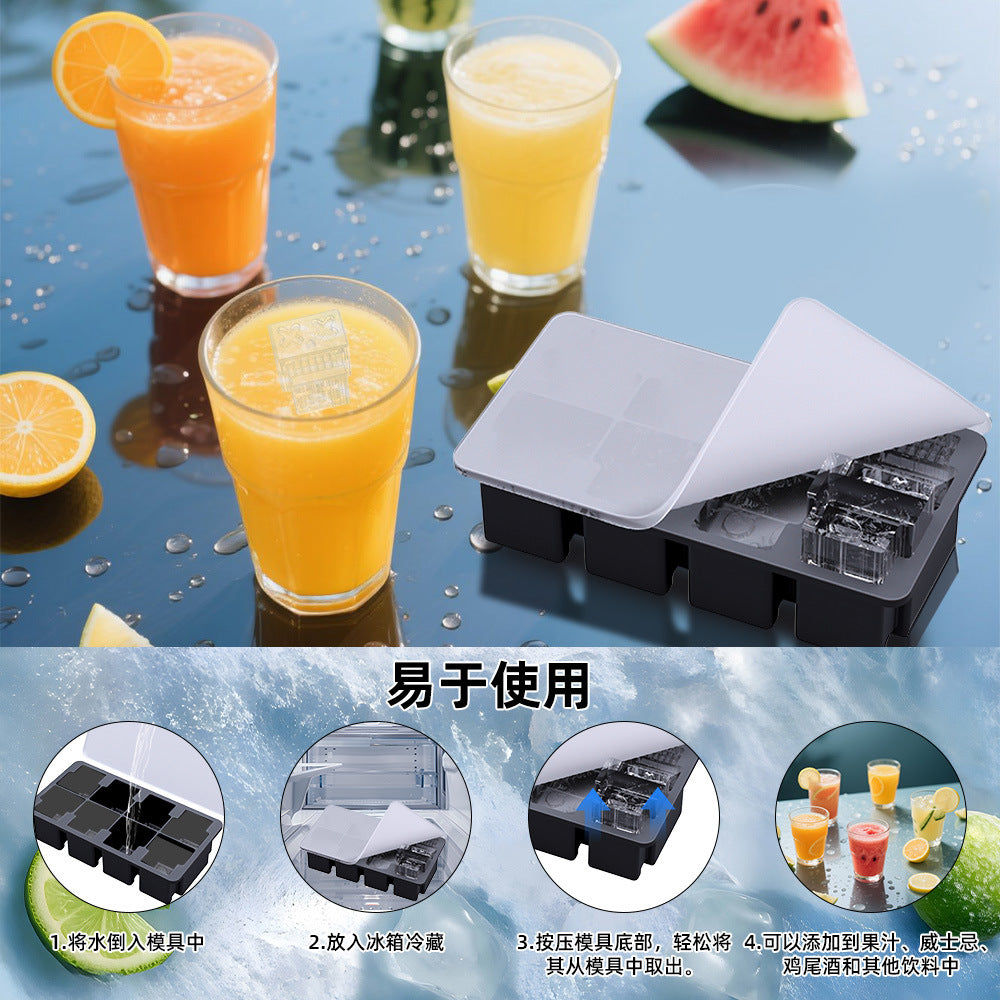 Cross-border spoof skull ice grid mold spoof with lid whiskey ice maker silicone ice cube ice mold film customization