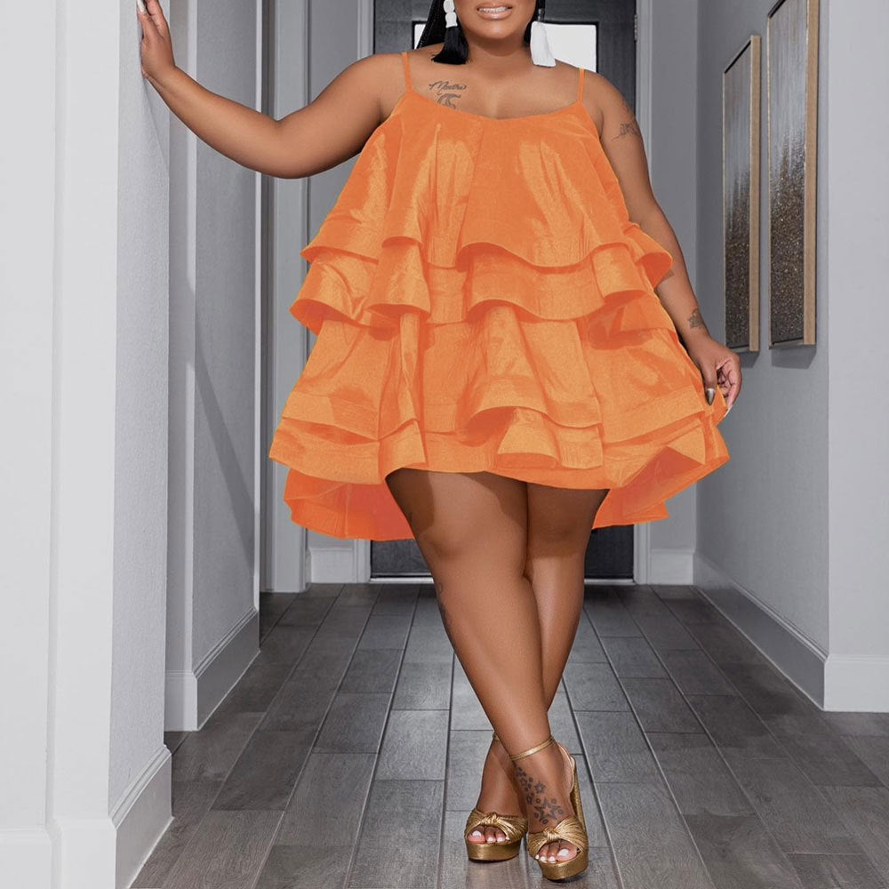 SRS10415 European and American, loose, slim plus size, suspender, cake skirt, puff skirt, dress.