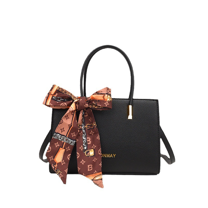 New high-end fashion handbag 2025 simple and popular versatile silk scarf high-end texture shoulder messenger women's bag