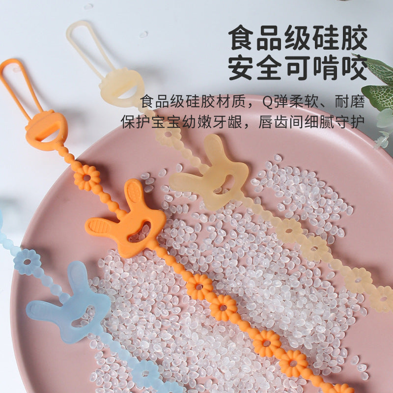 Cross-border new baby toothpaste anti-lost chain food grade silicone baby toy strap lanyard silicone pacifier chain