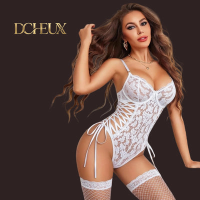 Dcheux cross-border sexy lingerie new collection: lace babydoll bodysuit with strappy details - wholesale direct from factory
