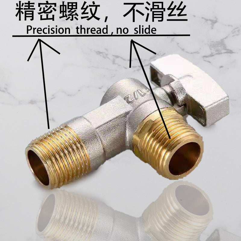 Angle valve large flow wholesale batch copper brass 304 stainless steel 4 points full open ball valve ball core triangle valve household