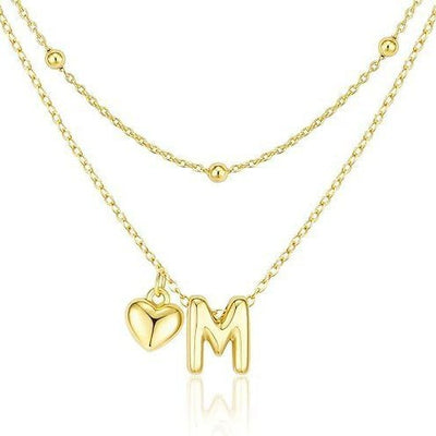 2025 amazon new arrival: 26-letter necklace copper clavicle chain two-piece set - creative, elegant, gentle, and perfect for commuting