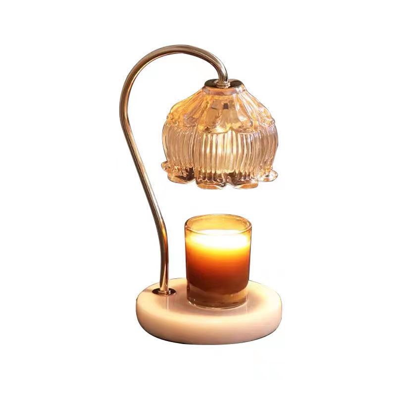 Marble melting candle lamp ins diffuser gift desk lamp smokeless temperature control American retro night light aromatherapy melting wax lamp