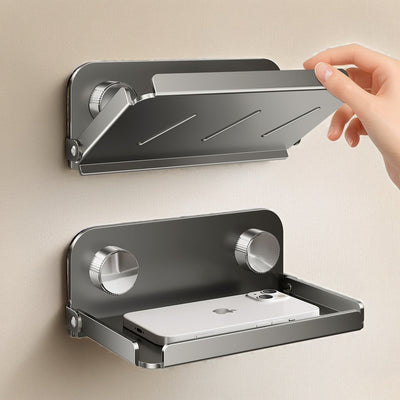 Bathroom mobile phone holder toilet foldable tray punch-free public toilet storage rack bedside dormitory shelf